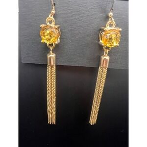 Vintage Tanya Creations Gold Tassel Earrings NOS Nordstrom Elegant Dangle Dangly